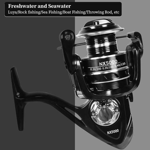 Fishing Spinning Reels, Size 5000 Gear Ratio 5.2:1 Right/Left Hand Fishing Wheels 13+1BB Max Drag 8KG for Freshwater Saltwater in Kuwait