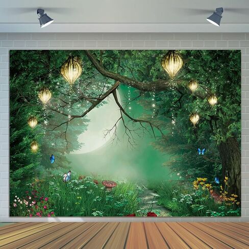 Spring Enchanted Fairytale Forest Backdrop for Photography Mushroom Wonderland Photo Background for Newborn Baby Shower Photoshoot Children Birthday Party Decorations 5x3ft Banner in Saudi Arabia