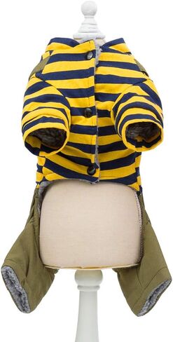 Trudz PET Dog Coat Dog Clothes Hoodies,Rdc Pet Thickened Dog Cotton Jacket, Dog Overall Fleece Warm Sweater, 4 Legs Cold Weather Clothes for Small Dog Medium Dog Cat (Orange,S) in Kuwait