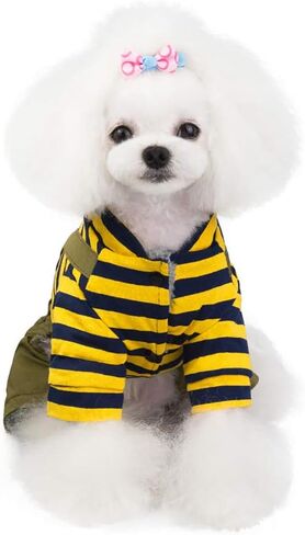 Trudz PET Dog Coat Dog Clothes Hoodies,Rdc Pet Thickened Dog Cotton Jacket, Dog Overall Fleece Warm Sweater, 4 Legs Cold Weather Clothes for Small Dog Medium Dog Cat (Orange,S) in Kuwait