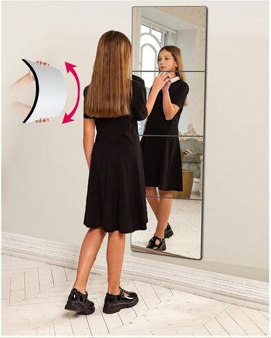 Shatterproof Wall Mirror Full Length Mirror,Plexiglass Mirrors for Wall,Full Body Mirror for Bedroom,Gym Mirrors for Home,16"x16"x4Pcs,Workout Unbreakable Kids Safe,Over the Door, Long Wall Mounted in Kuwait