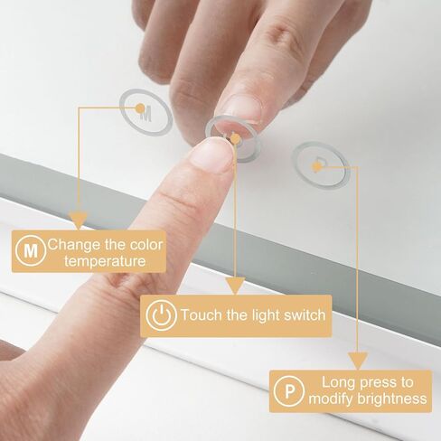 aiinnew مرآة الغرور مع أضواء، مرآة ماكياج مع التحكم الذكي باللمس، الذاكرة، قابل للتعديل أبيض دافئ / طبيعي / ضوء النهار، هدية زفاف عيد ميلاد، دوران 360 درجة (12 بوصة. أبيض) in Kuwait