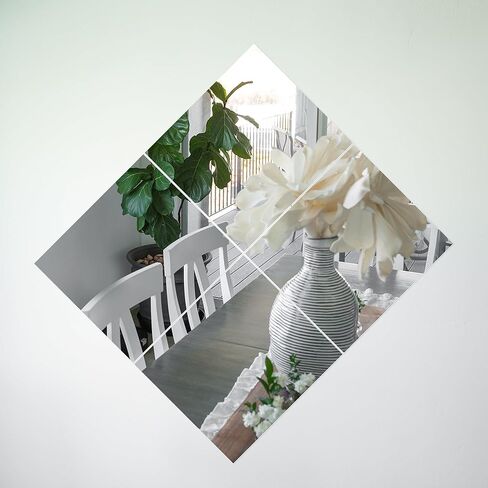 Thick HD Acrylic Mirror Sheet Set - Glassless Peel and Stick on Mirrors for Wall - Bedroom, Bathroom, Living Room, Ceiling, Home Gym Mirror Tiles Self Adhesive - Rectangular, 10" x 16", 4 Pack in Saudi Arabia