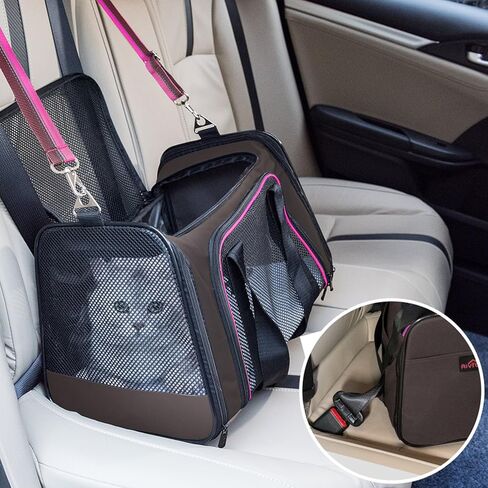 حاملة الحيوانات الأليفة من Aivituvin معتمدة من شركة الطيران، حاملات القطط للقطط المتوسطة والقطط الصغيرة، حاملة الحيوانات الأليفة للقطط، حاملة سفر للحيوانات الأليفة ناعمة الجوانب قابلة للطي، حاملة كلب صغيرة قابلة للتنفس، أخضر in Kuwait