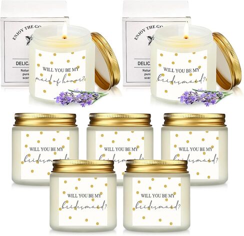 7 Pcs Groomsman Gifts Best Man Candle Groomsman Gifts Candle for Man Best Man Ebony Sandalwood Scented Candles Gifts Groomsman Bridal Proposal Invited Favor for Bridal Shower Wedding in Saudi Arabia