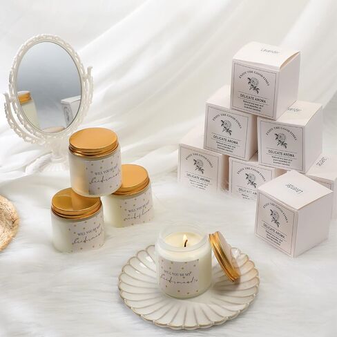 7 Pcs Groomsman Gifts Best Man Candle Groomsman Gifts Candle for Man Best Man Ebony Sandalwood Scented Candles Gifts Groomsman Bridal Proposal Invited Favor for Bridal Shower Wedding in Saudi Arabia