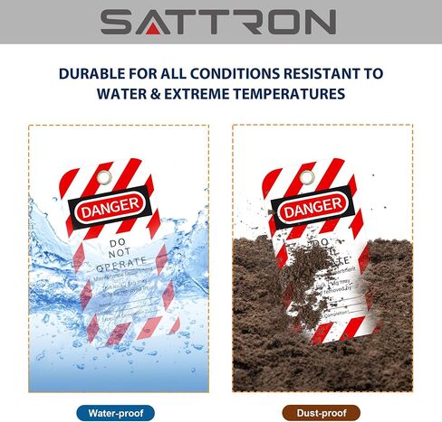 علامات قفل SATTRON، 3 × 5.75 بوصة، 40 خطر لا تعمل العلامات مع 40 رابطًا بسحاب، وعلامات Loto مقاومة للتمزق والماء لعلامة القفل in Kuwait