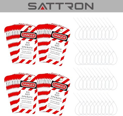 علامات قفل SATTRON، 3 × 5.75 بوصة، 40 خطر لا تعمل العلامات مع 40 رابطًا بسحاب، وعلامات Loto مقاومة للتمزق والماء لعلامة القفل in Kuwait