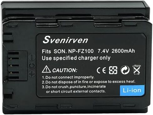 Svenirven 2600mAh NPFZ100 حزمة بطارية قابلة للشحن لسوني NP-FZ100 وسوني FX3، a1، a9، a9 II، a7R III، a7C، a7S III، a7 III، a7 IV، a6600 in Kuwait