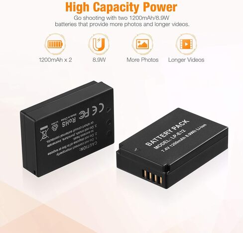 BABAKA 2 Pack LP-E12 Batteries Compatible with Canon EOS-M, EOS M2, EOS M10, EOS M50, EOS M50 Mark II, EOS M100, EOS M200, SX70 HS, Rebel SL1 Cameras Digital Cameras in Kuwait