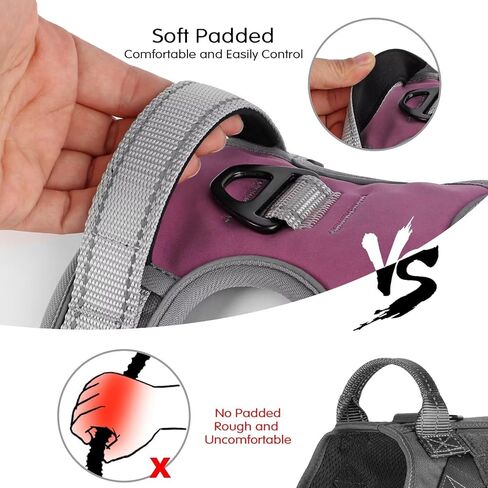 صدرية للكلاب متوسطة الحجم من ديدوج، سرج عاكس وسهل المشي مع مقبض، حزام شبكي ناعم ومسامي للكلاب مع مشابك أمامية للمشي للكلاب الكبيرة، مقاس L، أرجواني in Kuwait