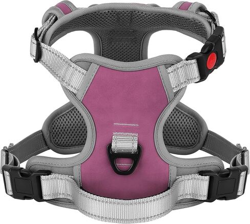 صدرية للكلاب متوسطة الحجم من ديدوج، سرج عاكس وسهل المشي مع مقبض، حزام شبكي ناعم ومسامي للكلاب مع مشابك أمامية للمشي للكلاب الكبيرة، مقاس L، أرجواني in Kuwait