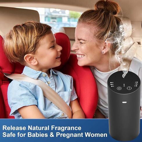 ناشر روائح الزيوت العطرية بدون ماء، ناشر روائح السيارة فائق الهدوء يعمل بالبطارية اللاسلكية، جهاز هواء صغير للعلاج بالروائح العلاجية، موزع روائح 1/2/3 ساعات/3 مستويات رذاذ متواصلة - رمادي داكن in Kuwait