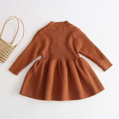 Baby Girl Sweater Dress Toddler Long Sleeve Pleated Knit Dress Cute Princess Party Dress Fall Winter Outfit in Saudi Arabia