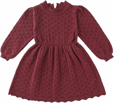 Baby Girl Sweater Dress Toddler Long Sleeve Pleated Knit Dress Cute Princess Party Dress Fall Winter Outfit in Saudi Arabia