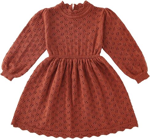 Baby Girl Sweater Dress Toddler Long Sleeve Pleated Knit Dress Cute Princess Party Dress Fall Winter Outfit in Saudi Arabia