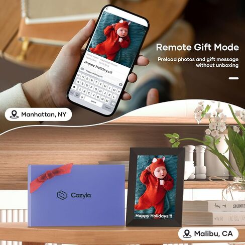 Cozyla Digital Photo Frame WiFi Smart Digital Picture Frame Free Unlimited Storage Share Photo with Family and Friend via App Email Google Photos Instagram Web Browser Photo Frame Electronic 10.1 Inch in Kuwait