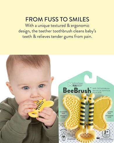 Malarkey Kids Toothbrush Teether Bee Brush1 Count, Yellow in Kuwait