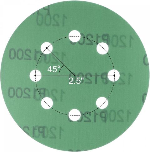 uxcell 50 Pcs Green Film Sanding Disc 1200 Grits 5-Inch 8-Hole Aluminum Oxide Abrasive Hook and Loop Backed Sandpapers for Sander in Saudi Arabia