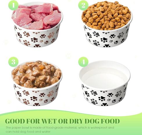 80 Pcs Disposable Pet Feeding Bowls Small Dog Bowls 380 ml 1.5 Cup Cat Food Bowl Pet Paw Paper Pet Bowl Leakproof Wet Food Water Bowl for Puppy Small Dog Cat in Saudi Arabia
