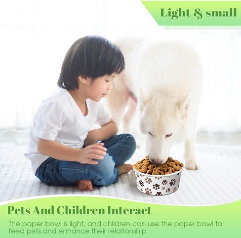 80 Pcs Disposable Pet Feeding Bowls Small Dog Bowls 380 ml 1.5 Cup Cat Food Bowl Pet Paw Paper Pet Bowl Leakproof Wet Food Water Bowl for Puppy Small Dog Cat in Saudi Arabia