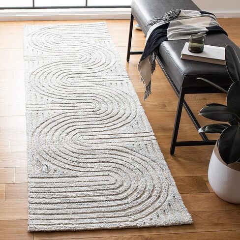 SAFAVIEH South Hampton Collection Runner Rug - 2'3" x 10', Grey, Handmade Mid-Century Modern Abstract, Ideal for High Traffic Areas in Living Room, Bedroom (SHA301F) in Saudi Arabia