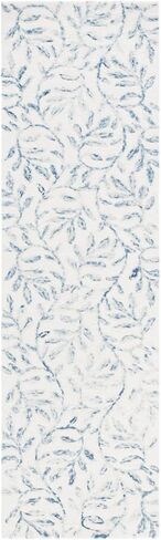 سجادة SAFAVIEH Jardin Collection - 2'3" x 8'، عاجي وأزرق، صوف زهري مصنوع يدويًا، مثالية للمناطق ذات حركة المرور العالية في غرفة المعيشة وغرفة النوم (JAR734M) in Saudi Arabia