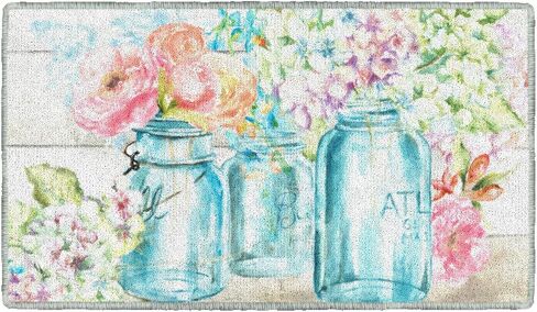 برومو ميلز الزهور الملونة في منطقة ماسون جار البساط للمطبخ، سجادة المدخل، غرفة المعيشة أو غرفة النوم، 1'8 بوصة × 2'10 بوصة، متعددة in Kuwait