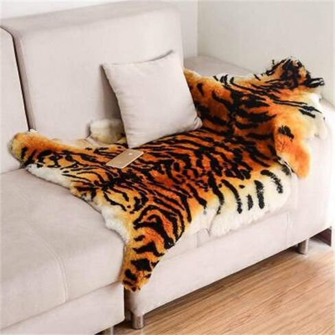 Area Rug Chic Style Tiger Leopard Printed Australia Sheepskin Rug Soft Plush Throw Lambskin Rug Fits Perfectly in Living Room/Bed Room or as a Couch Decor One Pelt(75cmx110cm (29.5x43.3Inch, Leopard) in Saudi Arabia
