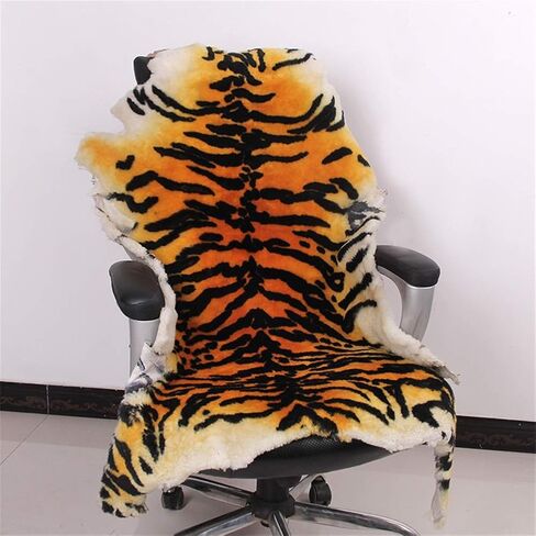 Area Rug Chic Style Tiger Leopard Printed Australia Sheepskin Rug Soft Plush Throw Lambskin Rug Fits Perfectly in Living Room/Bed Room or as a Couch Decor One Pelt(75cmx110cm (29.5x43.3Inch, Leopard) in Saudi Arabia