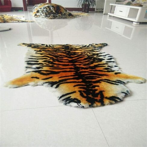 Area Rug Chic Style Tiger Leopard Printed Australia Sheepskin Rug Soft Plush Throw Lambskin Rug Fits Perfectly in Living Room/Bed Room or as a Couch Decor One Pelt(75cmx110cm (29.5x43.3Inch, Leopard) in Saudi Arabia