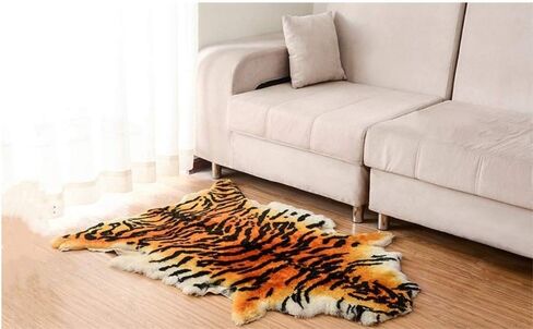 Area Rug Chic Style Tiger Leopard Printed Australia Sheepskin Rug Soft Plush Throw Lambskin Rug Fits Perfectly in Living Room/Bed Room or as a Couch Decor One Pelt(75cmx110cm (29.5x43.3Inch, Leopard) in Saudi Arabia