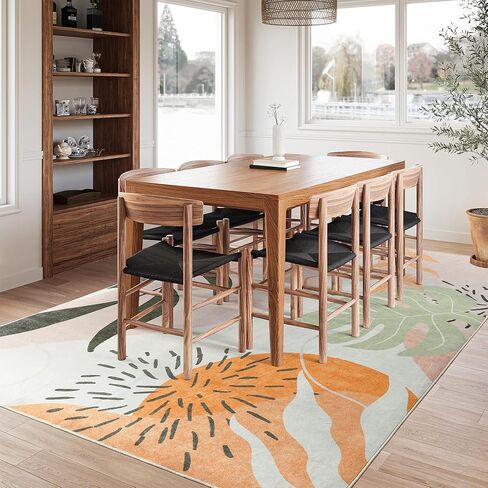 سجادة ComiComi قابلة للغسل - سجاد منطقة مقاومة للبقع لغرفة المعيشة، سجادة غرفة نوم Morandi، سجاد منطقة حديثة قابل للغسل (TPR65-Green، 5'x7') in Kuwait