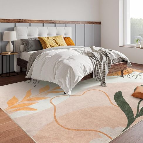 سجادة ComiComi قابلة للغسل - سجاد منطقة مقاومة للبقع لغرفة المعيشة، سجادة غرفة نوم Morandi، سجاد منطقة حديثة قابل للغسل (TPR65-Green، 5'x7') in Kuwait