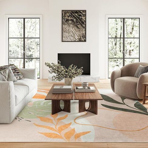 سجادة ComiComi قابلة للغسل - سجاد منطقة مقاومة للبقع لغرفة المعيشة، سجادة غرفة نوم Morandi، سجاد منطقة حديثة قابل للغسل (TPR65-Green، 5'x7') in Kuwait