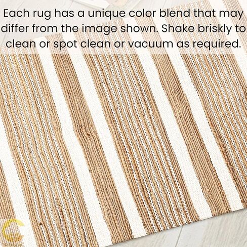 سجادة منطقة مريحة مقاس 2 × 3 أقدام - سجادة منطقة من قطن الجوت منسوجة يدويًا بوهو مزرعة ريفية - سجادة أرضية غير قابلة للانزلاق لغرفة النوم وغرفة المعيشة والمطبخ والمدخل والمدخل - سجادة منطقة طبيعية in Kuwait