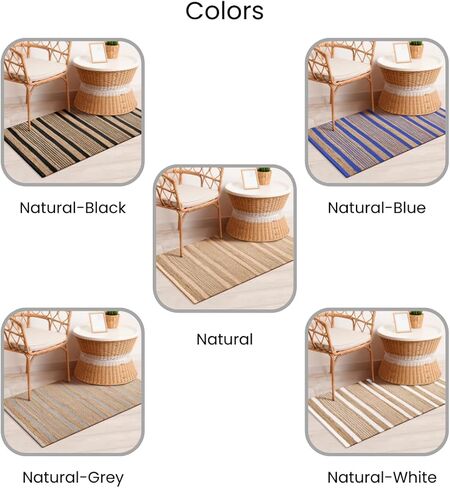 سجادة منطقة مريحة مقاس 2 × 3 أقدام - سجادة منطقة من قطن الجوت منسوجة يدويًا بوهو مزرعة ريفية - سجادة أرضية غير قابلة للانزلاق لغرفة النوم وغرفة المعيشة والمطبخ والمدخل والمدخل - سجادة منطقة طبيعية in Kuwait