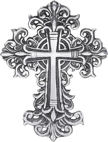 Castleore سهلة التعليق على الحائط لديكور المنزل الصلبان المسيحية الدينية للجدار | الأفضل للمنزل والمكتب وكهدية | انتيك فضي | مقاس L 8 عرض 6 بوصة | in Kuwait