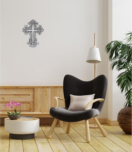 Castleore سهلة التعليق على الحائط لديكور المنزل الصلبان المسيحية الدينية للجدار | الأفضل للمنزل والمكتب وكهدية | انتيك فضي | مقاس L 8 عرض 6 بوصة | in Kuwait