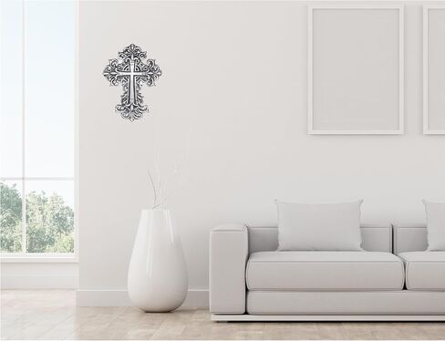 Castleore سهلة التعليق على الحائط لديكور المنزل الصلبان المسيحية الدينية للجدار | الأفضل للمنزل والمكتب وكهدية | انتيك فضي | مقاس L 8 عرض 6 بوصة | in Kuwait