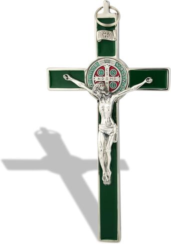 Saint Benedict Wall Crucifix with Colored Enamel (Gold-Black) in Kuwait