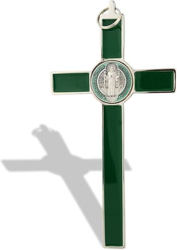 Saint Benedict Wall Crucifix with Colored Enamel (Gold-Black) in Kuwait