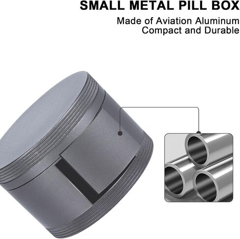Metal Pill Box Pill Case - Waterproof Travel Medicine Organizer Single Round Aluminum Alloy Storage Daily Pill Container Multitool EDC Every Day for Vitamin, Fish Oil Gray Big Size in Saudi Arabia