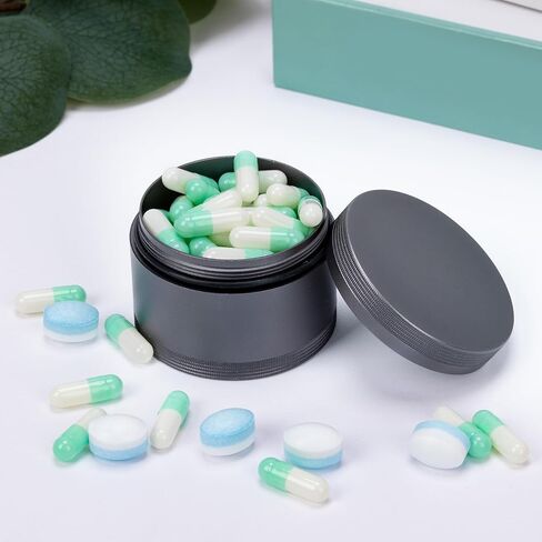 Metal Pill Box Pill Case - Waterproof Travel Medicine Organizer Single Round Aluminum Alloy Storage Daily Pill Container Multitool EDC Every Day for Vitamin, Fish Oil Gray Big Size in Saudi Arabia