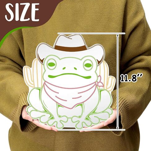 Cowboy Frog Mirror Wall Decor Playful Mirror Decoration for Aesthetic Rooms Adhesive Acrylic Mirror Sign for Man Cave Game Room Birthday Christmas Housewarming Gift (11.4 * 11.8 in) in Kuwait