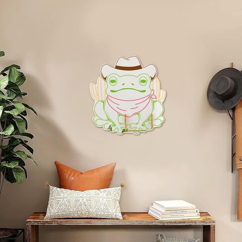 Cowboy Frog Mirror Wall Decor Playful Mirror Decoration for Aesthetic Rooms Adhesive Acrylic Mirror Sign for Man Cave Game Room Birthday Christmas Housewarming Gift (11.4 * 11.8 in) in Kuwait