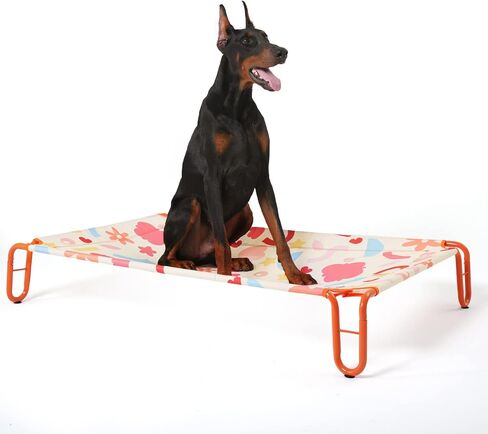 Pawaii Elevated Cooling Outdoor Dog Bed, Cooling Raised Dog Cot, Portable Indoor & Outdoor Raised Dog Bed with Anti-Slip Bases, Easy Installation (37 x 26 x 7 Inches, Dark Style) in Kuwait