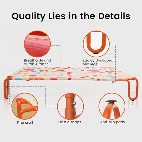 Pawaii Elevated Cooling Outdoor Dog Bed, Cooling Raised Dog Cot, Portable Indoor & Outdoor Raised Dog Bed with Anti-Slip Bases, Easy Installation (37 x 26 x 7 Inches, Dark Style) in Kuwait