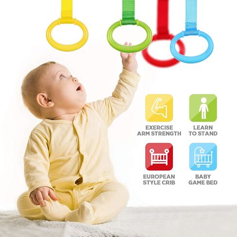TOYANDONA 4pcs Baby Toddler Walking Assistant Pull Up Ring Safety Stand Up Rings for Toddler in Saudi Arabia