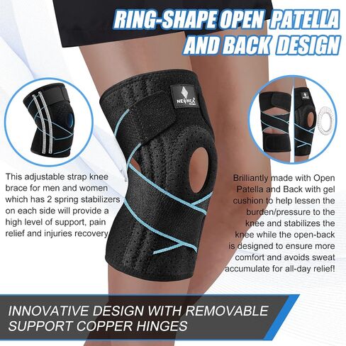 NEENCA Knee Brace for Knee Pain, Adjustable Knee Support with Patella Gel Pad & Side Spring Stabilizers, Knee Wrap for Arthritis, Meniscus Tear, ACL, Knee Pain Relief, Runner, Sport - FSA/HSA Approved in Saudi Arabia